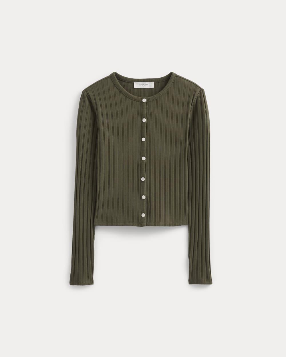 Cardigan in Pointelle | Olive Night by EVERLANE