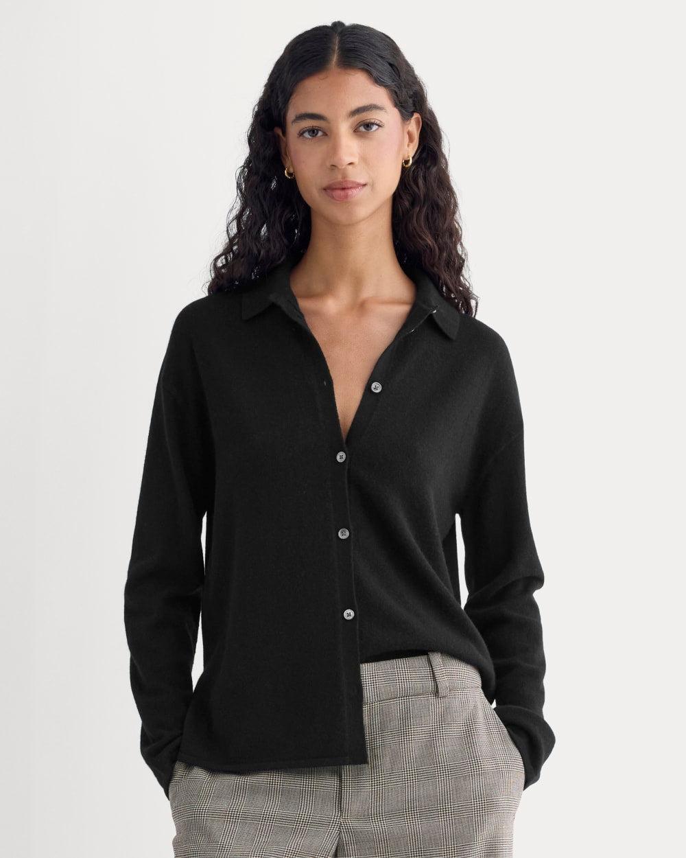 Cashmere Button-Up Shirt | Black by EVERLANE