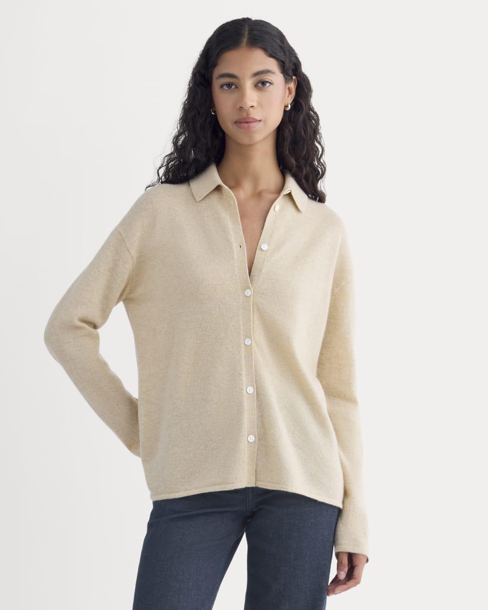 Cashmere Button-Up Shirt | Heather Light Camel by EVERLANE