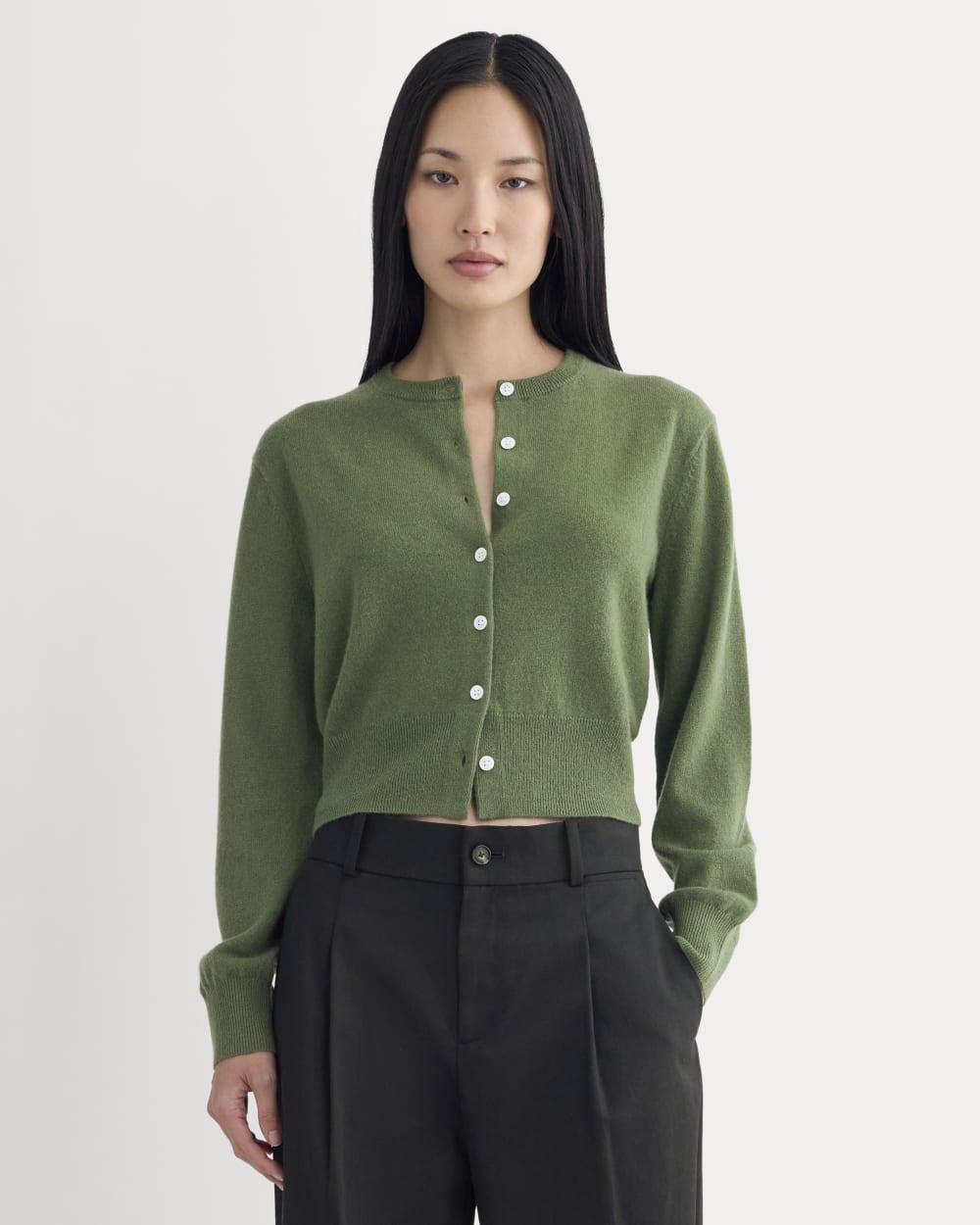 Cashmere Cropped Cardigan | Forest Green by EVERLANE