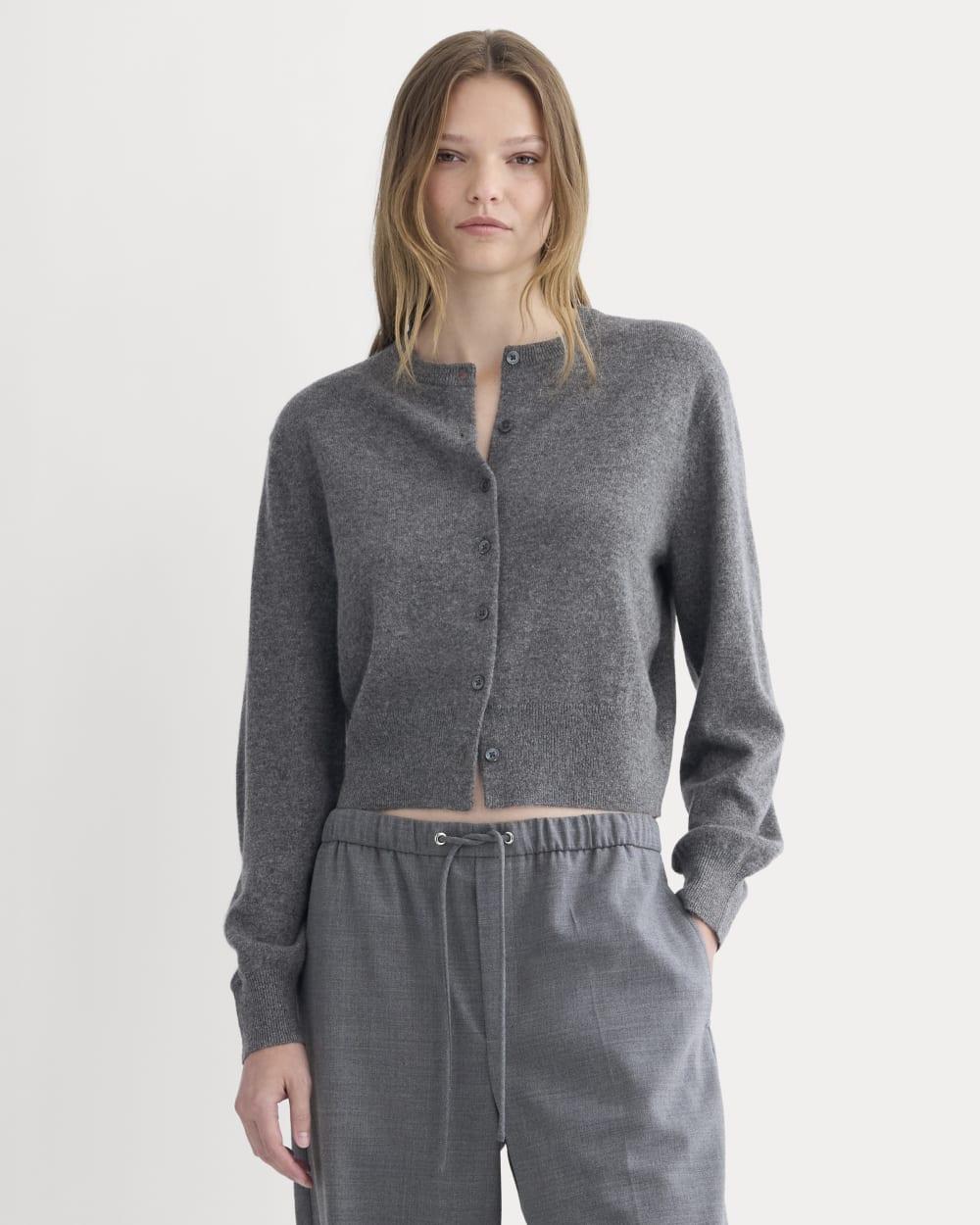 Cashmere Cropped Cardigan | Heather Charcoal by EVERLANE