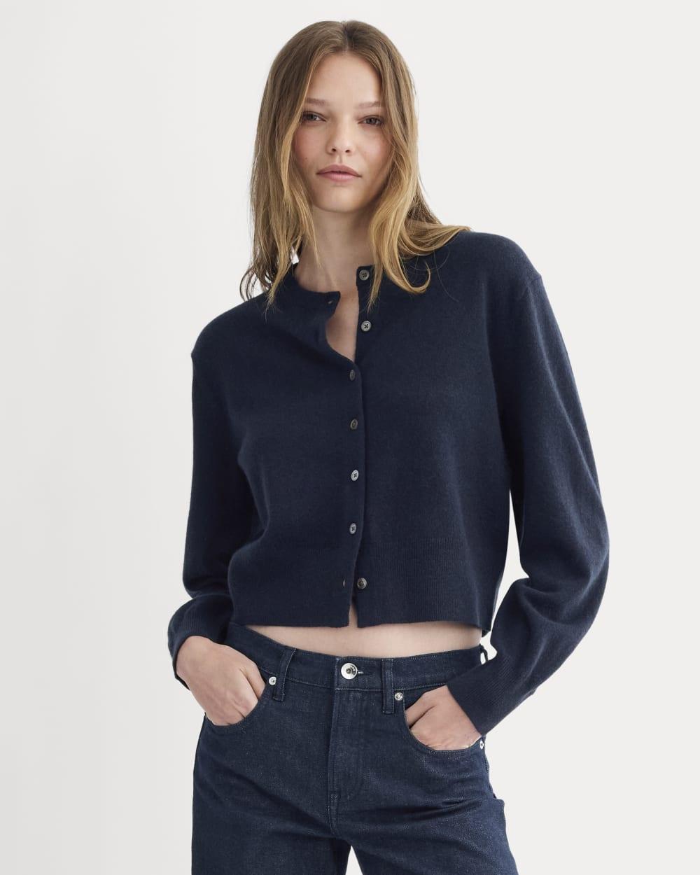 Cashmere Cropped Cardigan | Navy by EVERLANE