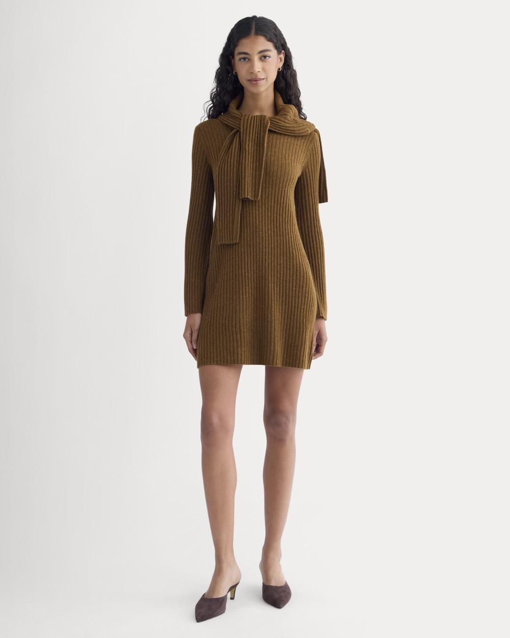 Cashmere Long-Sleeve Mini Dress | Heathered Toffee by EVERLANE