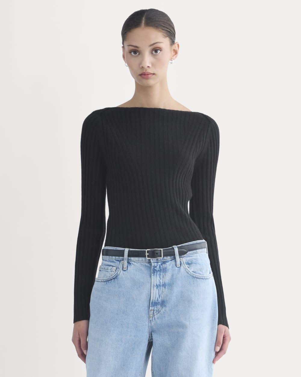 Cashmere Ribbed Boat-Neck Sweater | Black by EVERLANE