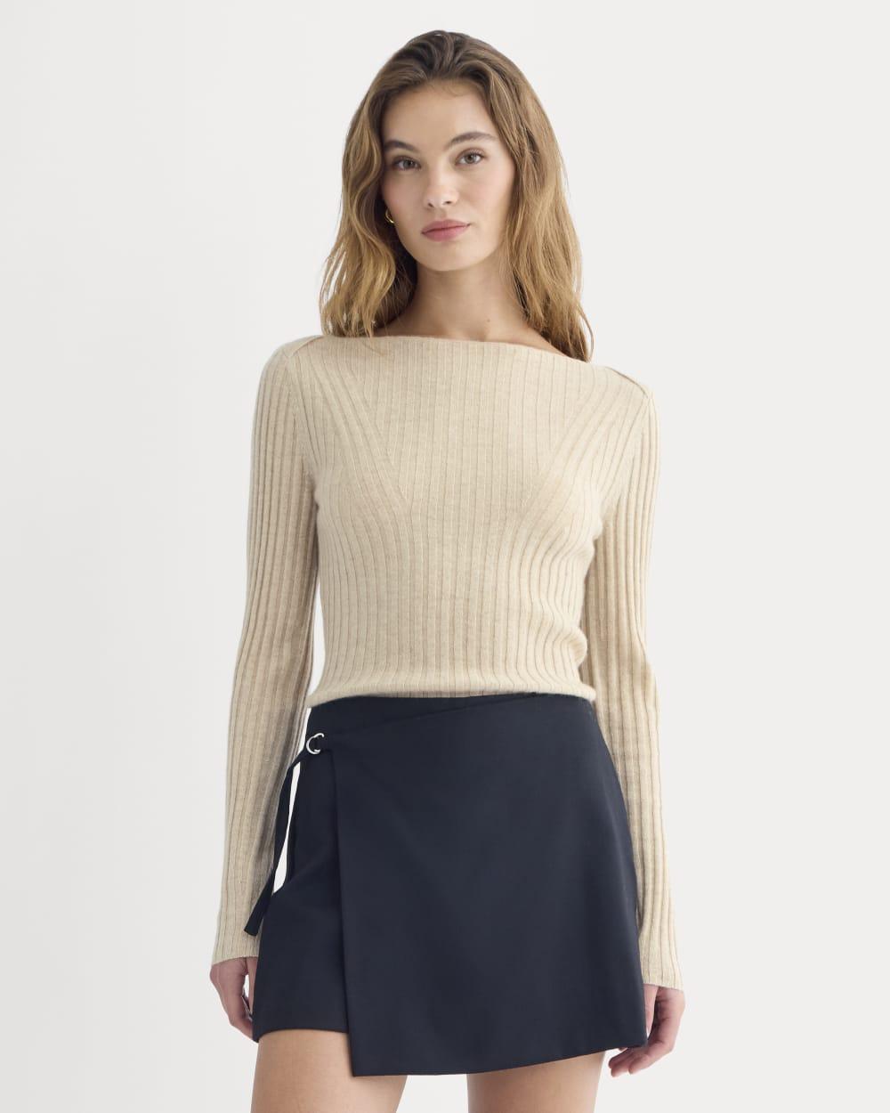 Cashmere Ribbed Boat-Neck Sweater | Heather Light Camel by EVERLANE