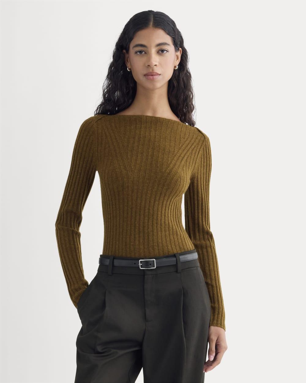 Cashmere Ribbed Boat-Neck Sweater | Heathered Toffee by EVERLANE