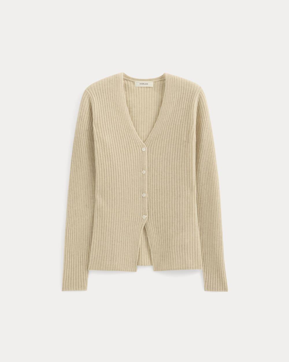 Cashmere Ribbed V-Neck Cardigan | Heather Light Camel by EVERLANE