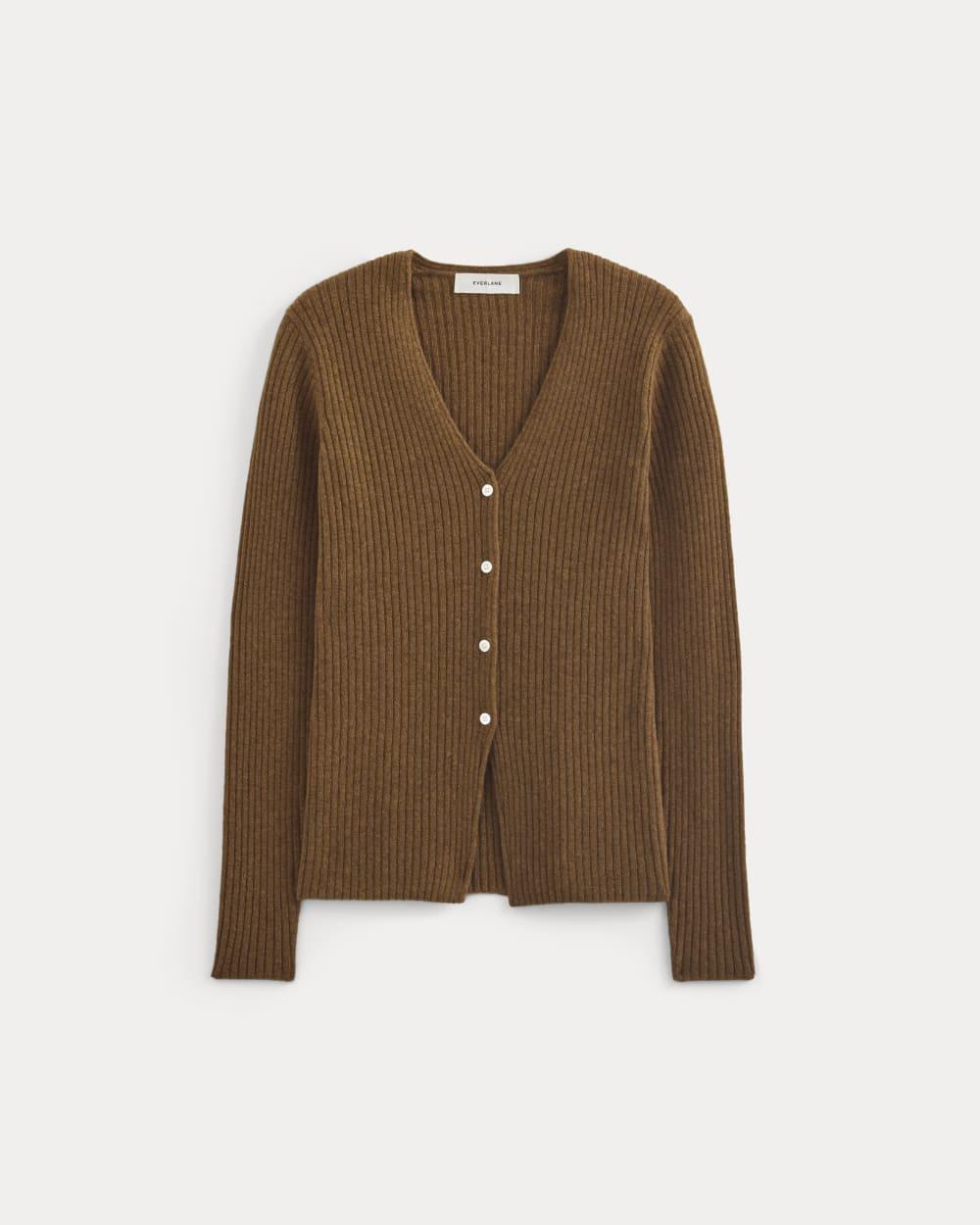 Cashmere Ribbed V-Neck Cardigan | Heathered Toffee by EVERLANE