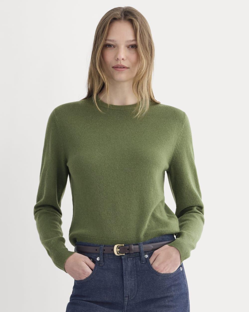 Cashmere Slim Crew Sweater | Forest Green by EVERLANE
