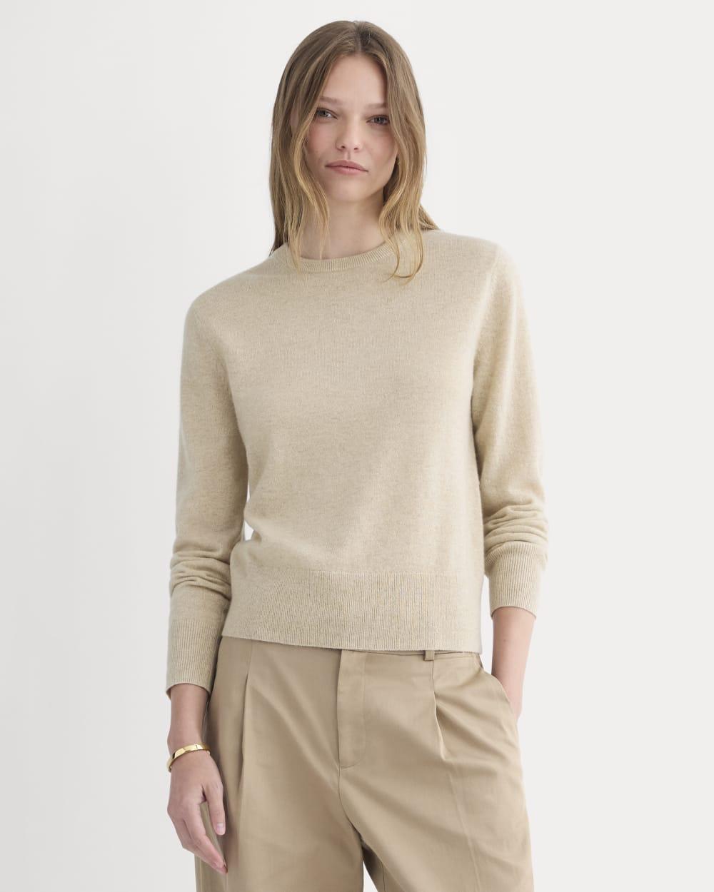 Cashmere Slim Crew Sweater | Heather Light Camel by EVERLANE