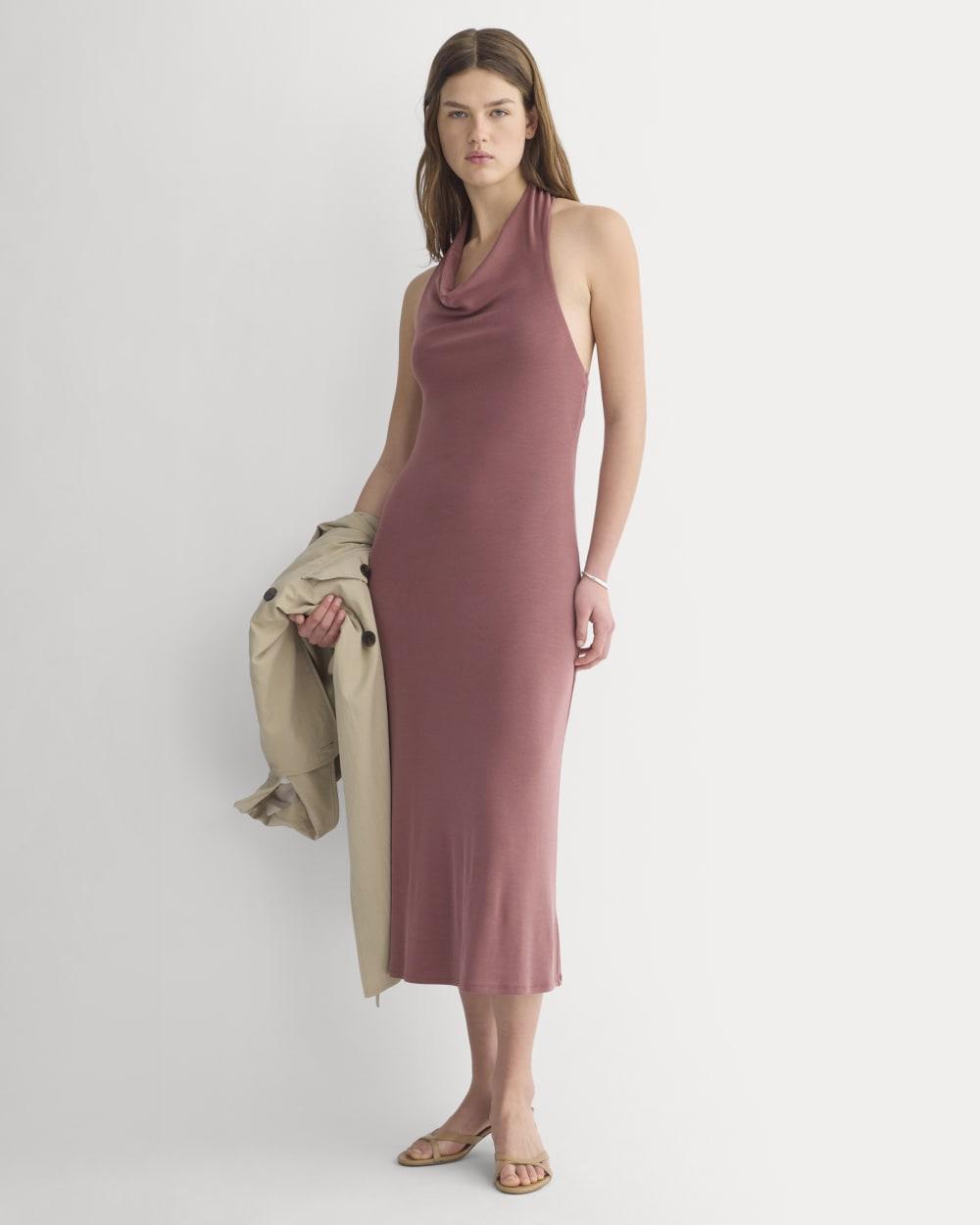 Cowlneck Halter Dress in Butterknit | Washed Henna by EVERLANE