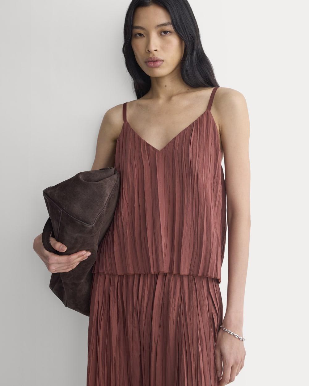 Crinkle Trapeze Tank | Henna Red by EVERLANE