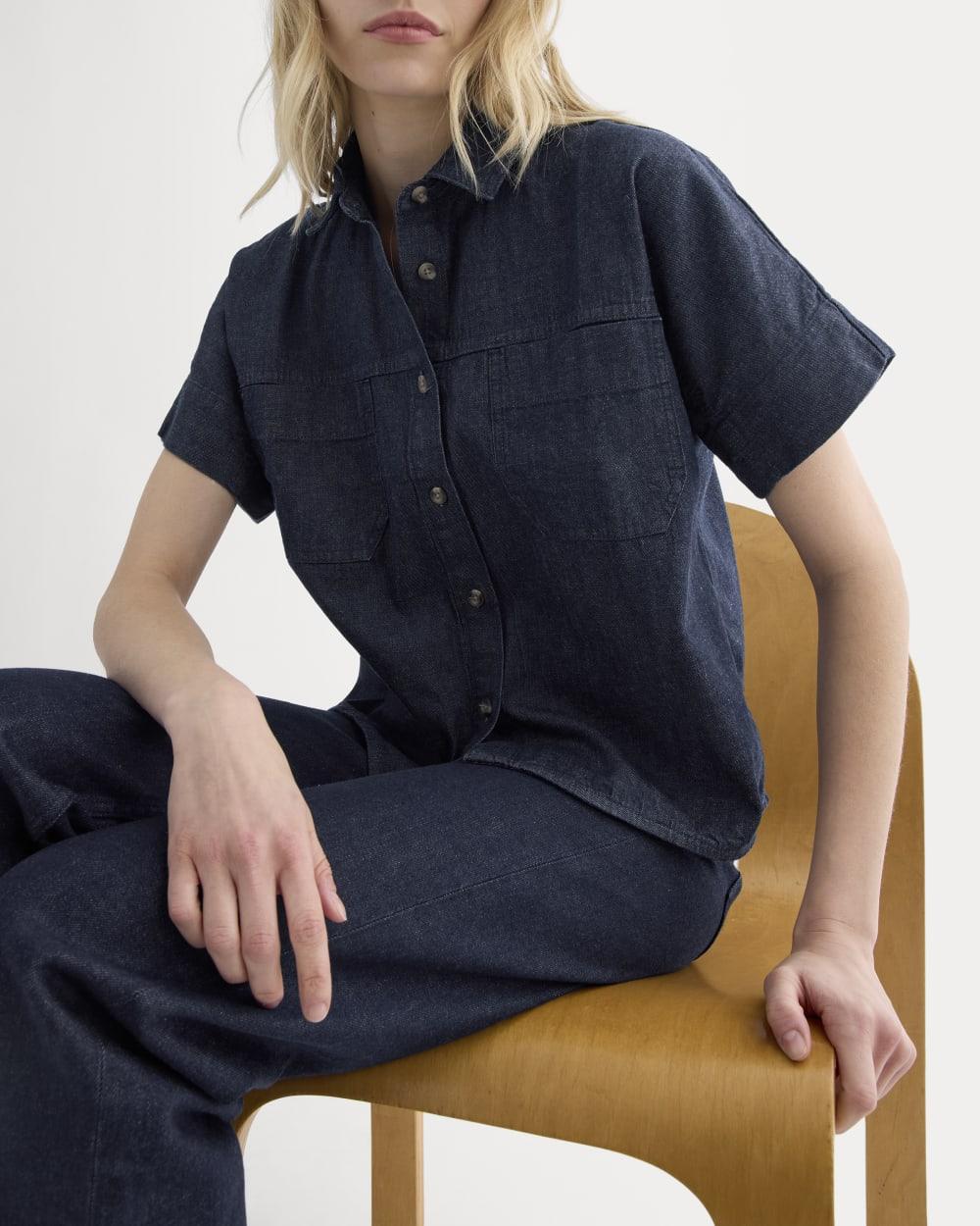 Cropped Boxy Denim Shirt | Dark Indigo Rinse by EVERLANE
