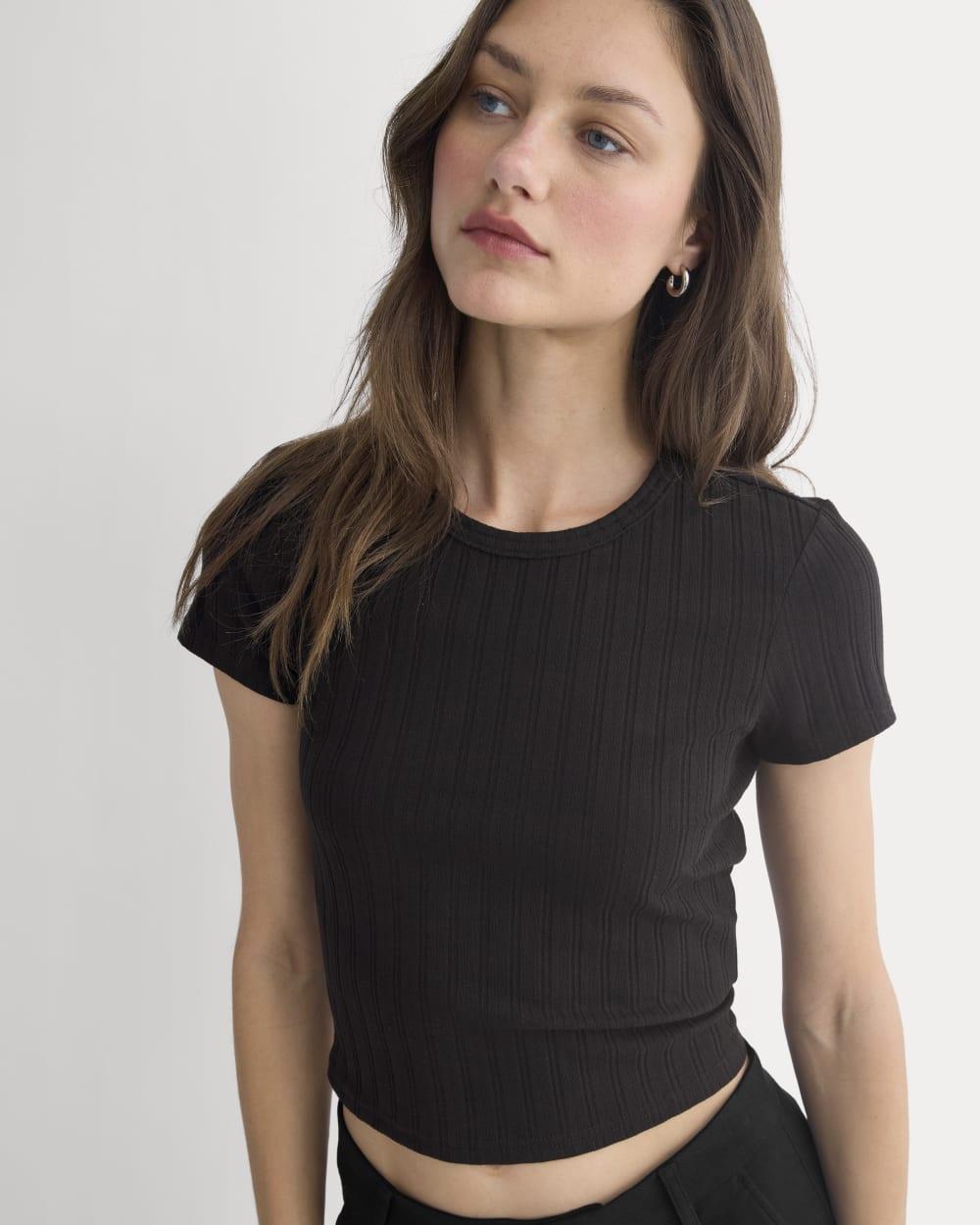 Cropped Crew in Pointelle | Black by EVERLANE