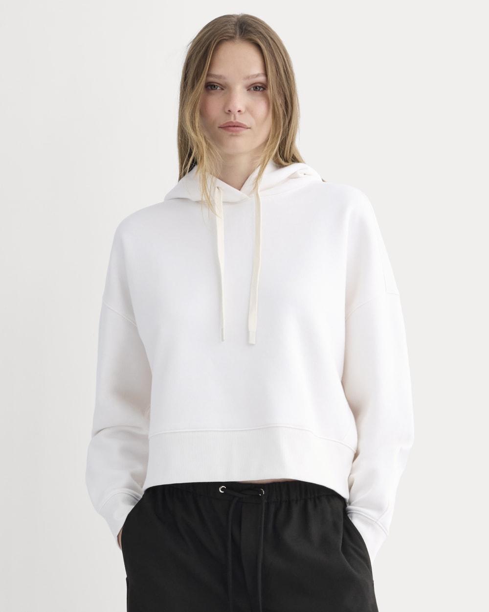 Cropped Luxe Fleece Hoodie | Bone by EVERLANE