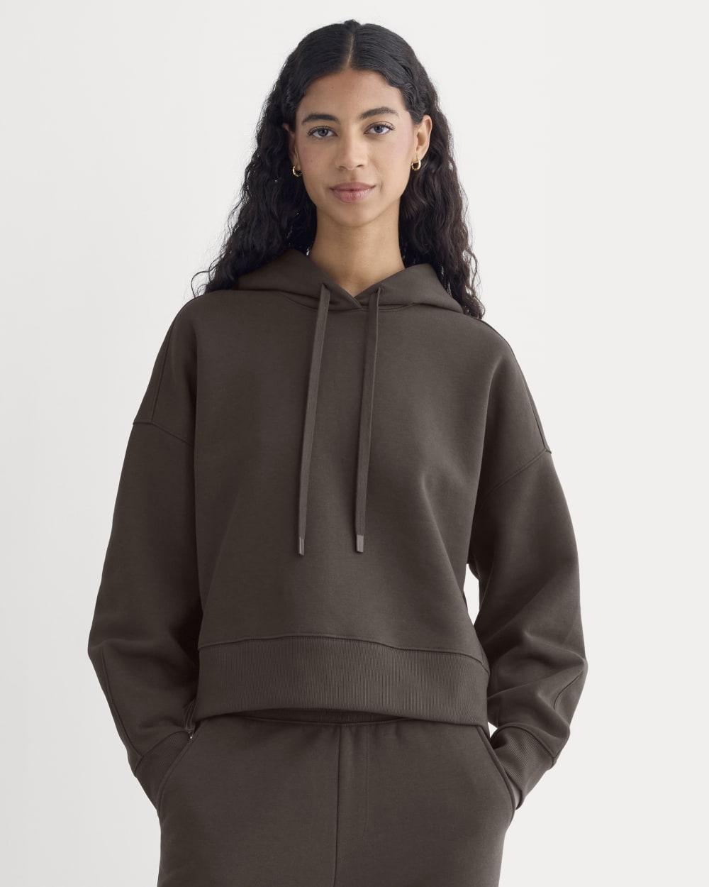 Cropped Luxe Fleece Hoodie | Dark Chocolate by EVERLANE