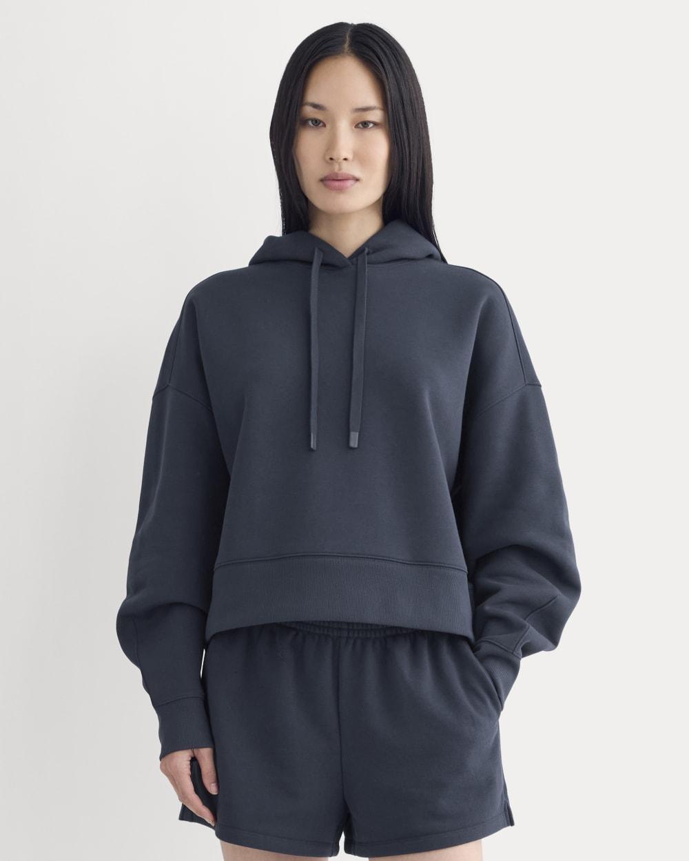 Cropped Luxe Fleece Hoodie | Navy by EVERLANE