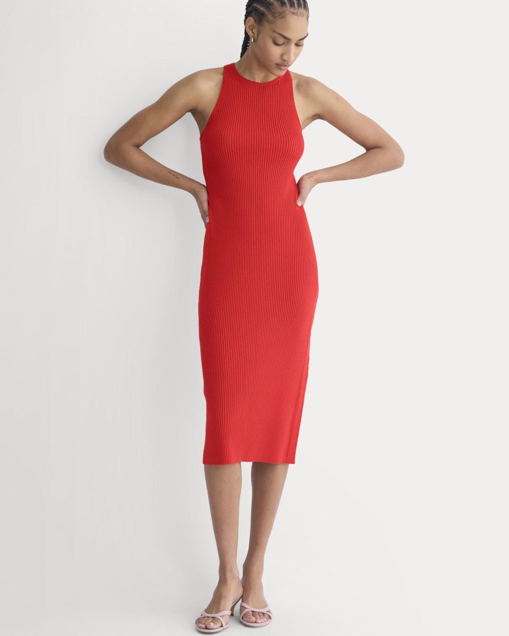 Cutaway Ribbed Midi Dress | Fiery Red by EVERLANE