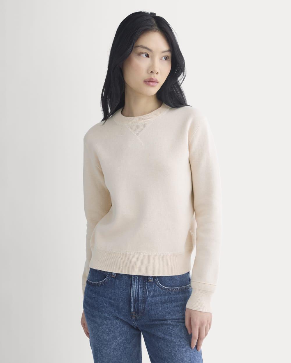 Double Knit Crew in Cotton Merino | Bone/Cream/Sand/Light Camel by EVERLANE