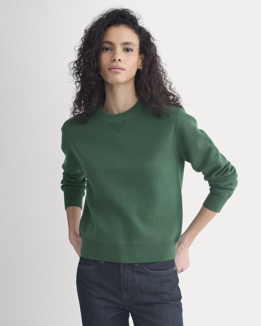 Double Knit Crew in Cotton Merino | Hunter Green by EVERLANE