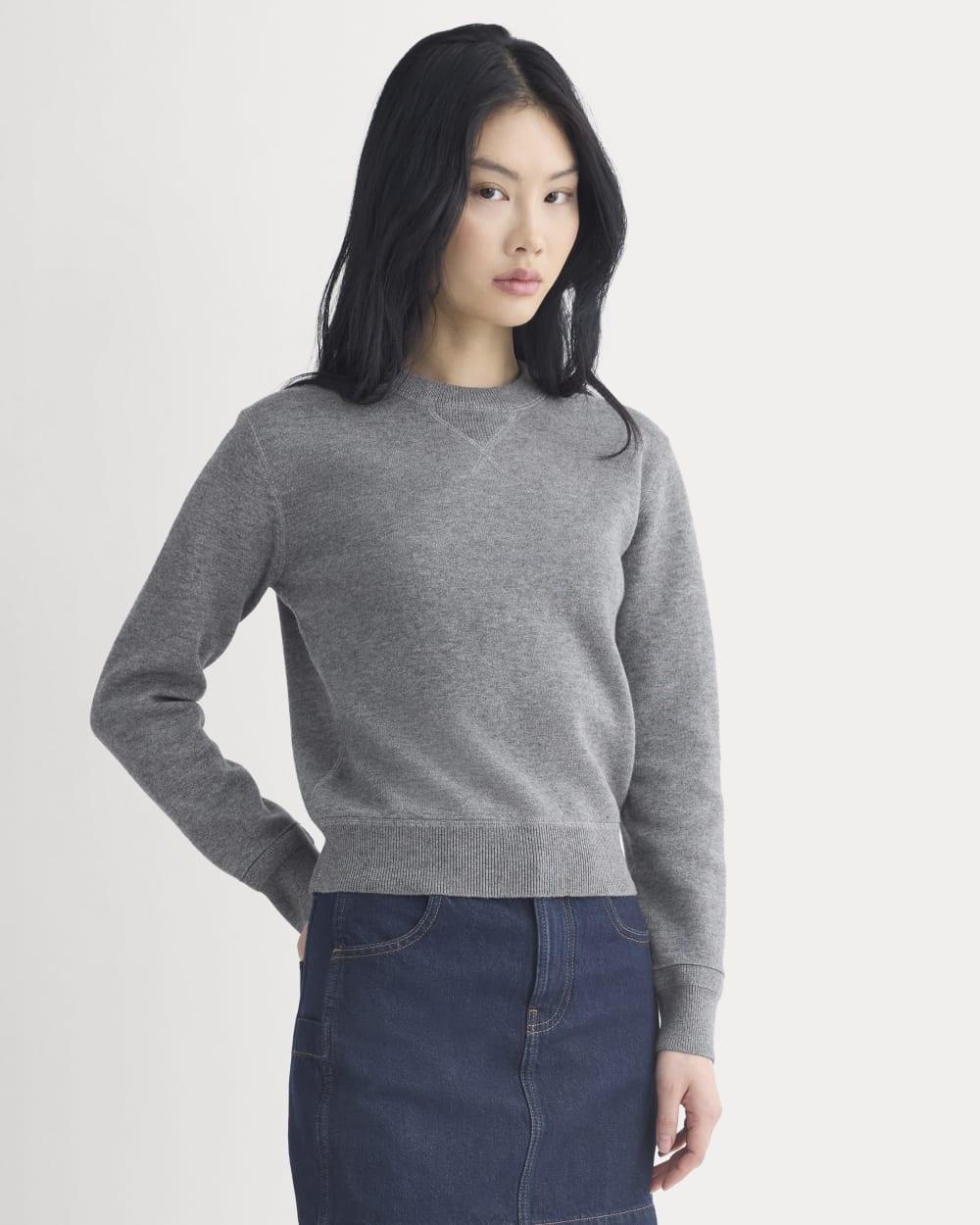 Double Knit Crew in Cotton Merino | Mid Grey/Graphite by EVERLANE