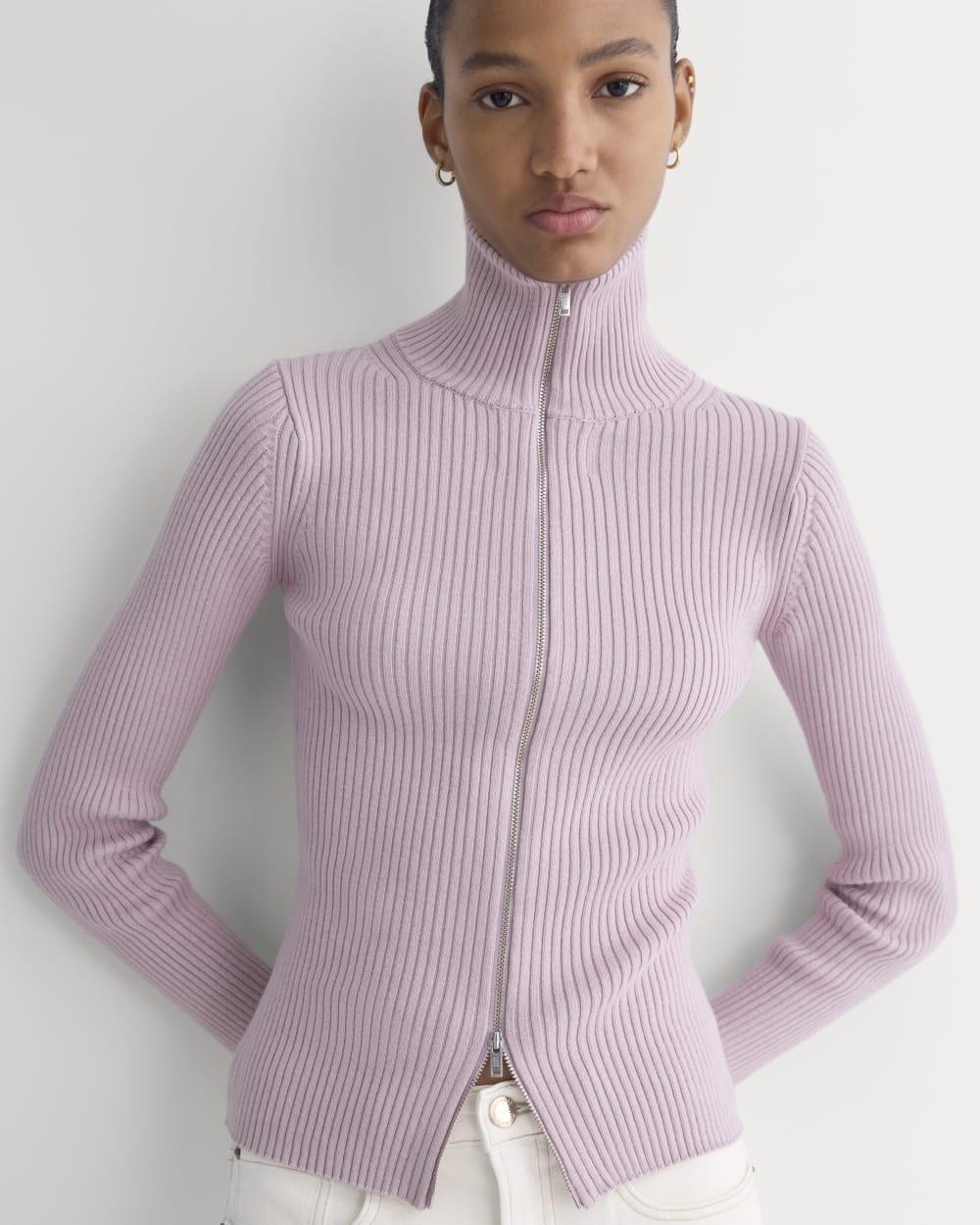 Full-Zip Ribbed Jacket in Everyday Cotton | Burnished Lilac by EVERLANE