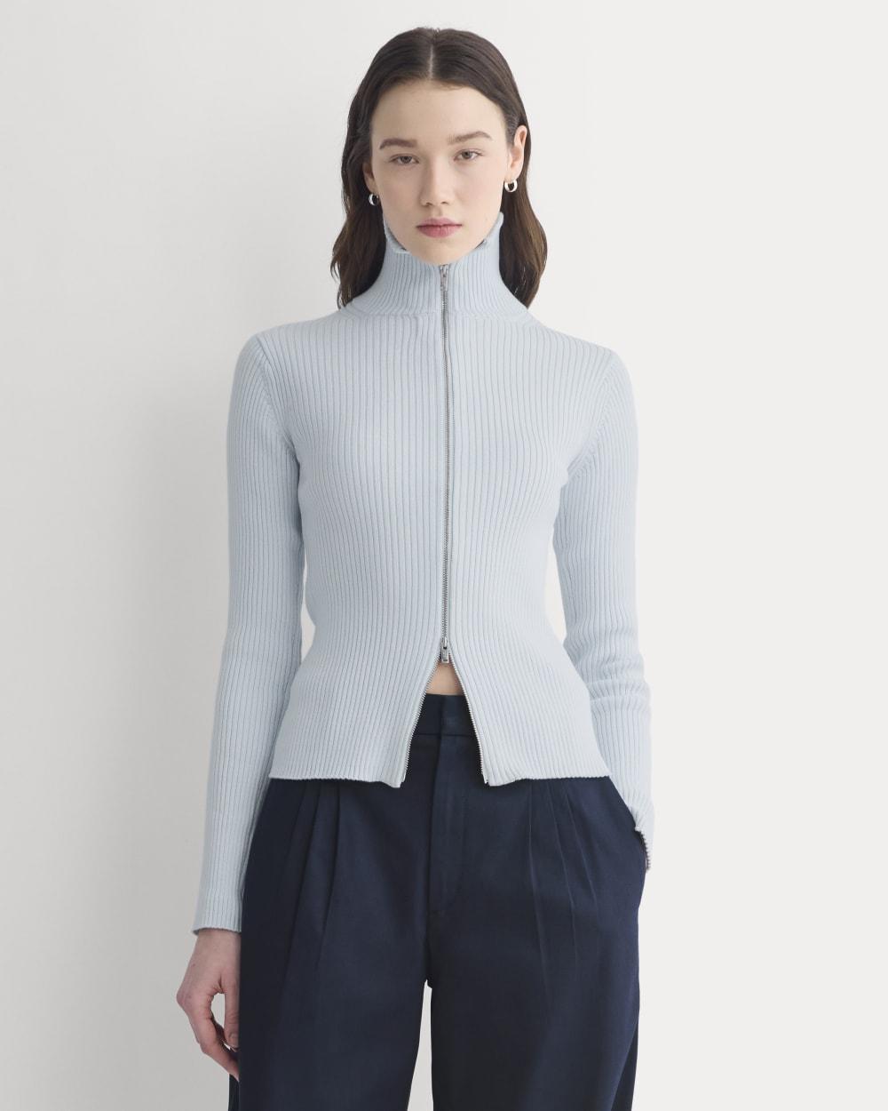 Full-Zip Ribbed Jacket in Everyday Cotton | Skywriting by EVERLANE