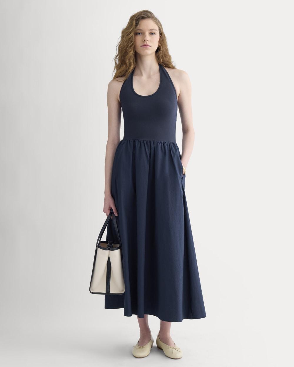Halter Dress in Ultrasoft Cotton | Navy by EVERLANE