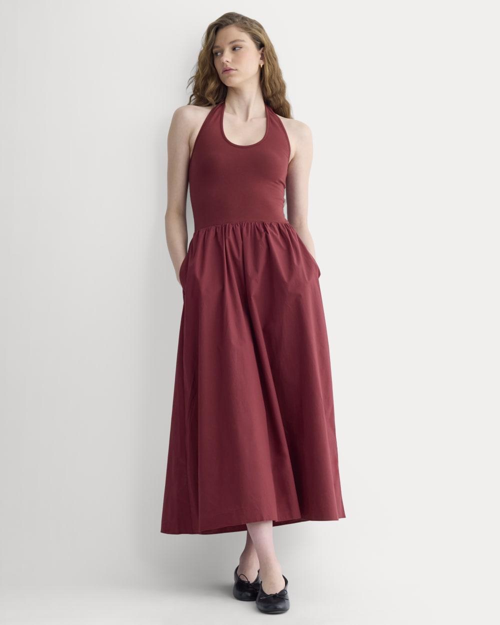 Halter Dress in Ultrasoft Cotton | Pomegranate by EVERLANE