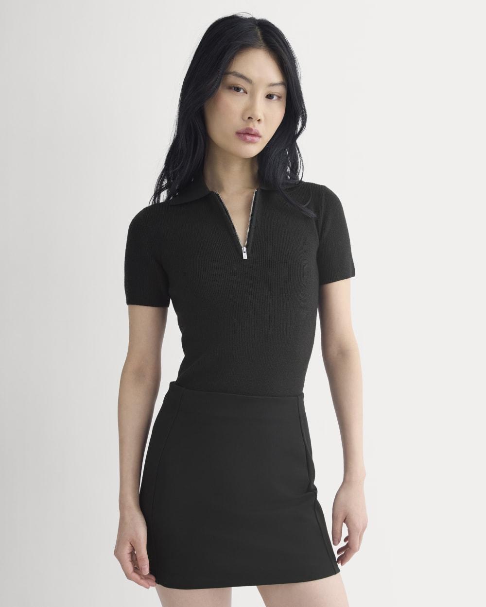 Knit Quarter-Zip Polo | Black by EVERLANE