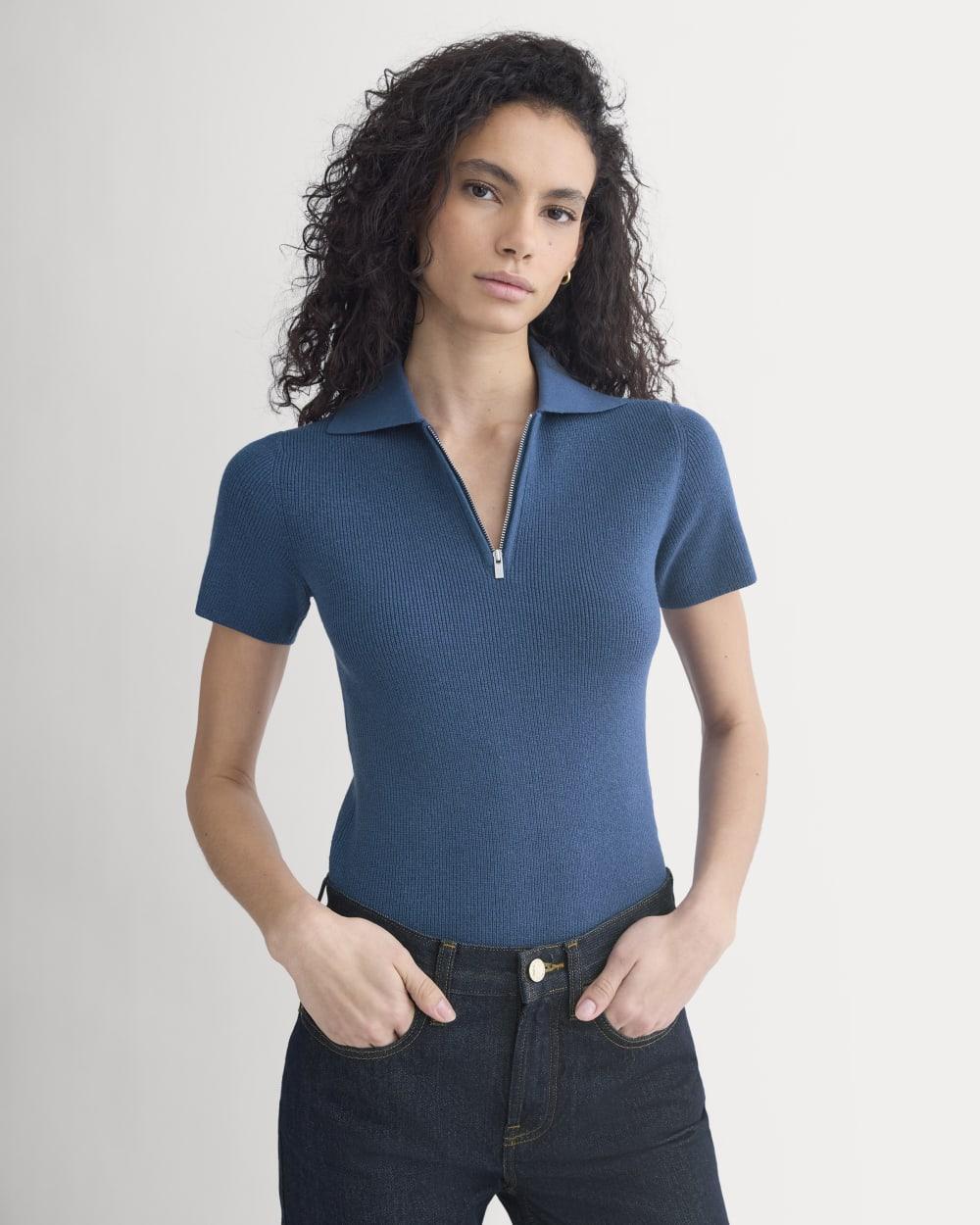 Knit Quarter-Zip Polo | Estate Blue by EVERLANE