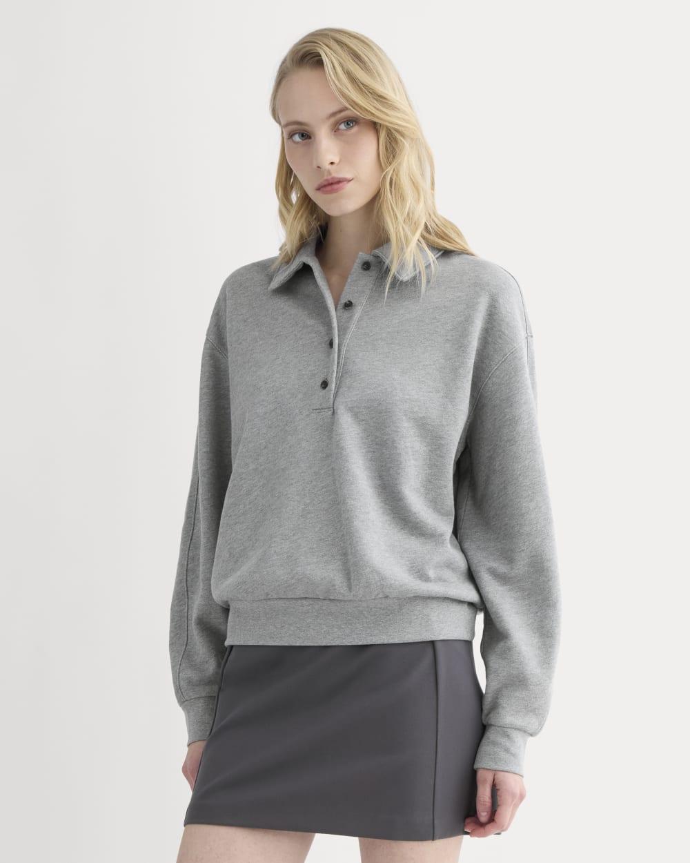Lightweight Terry Polo Sweatshirt | Vintage Heather Grey by EVERLANE