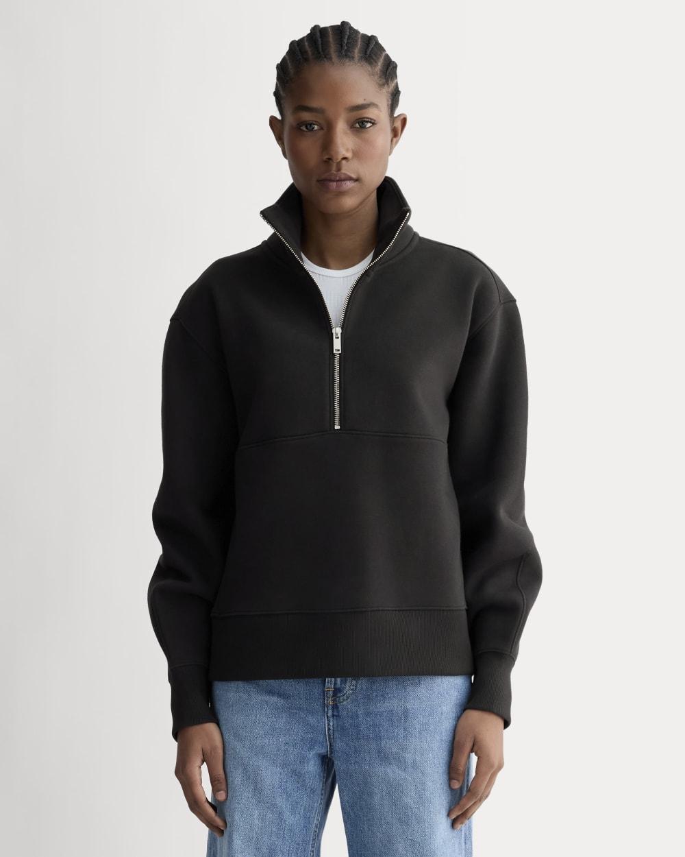 Luxe Fleece Half-Zip Sweatshirt | Black by EVERLANE