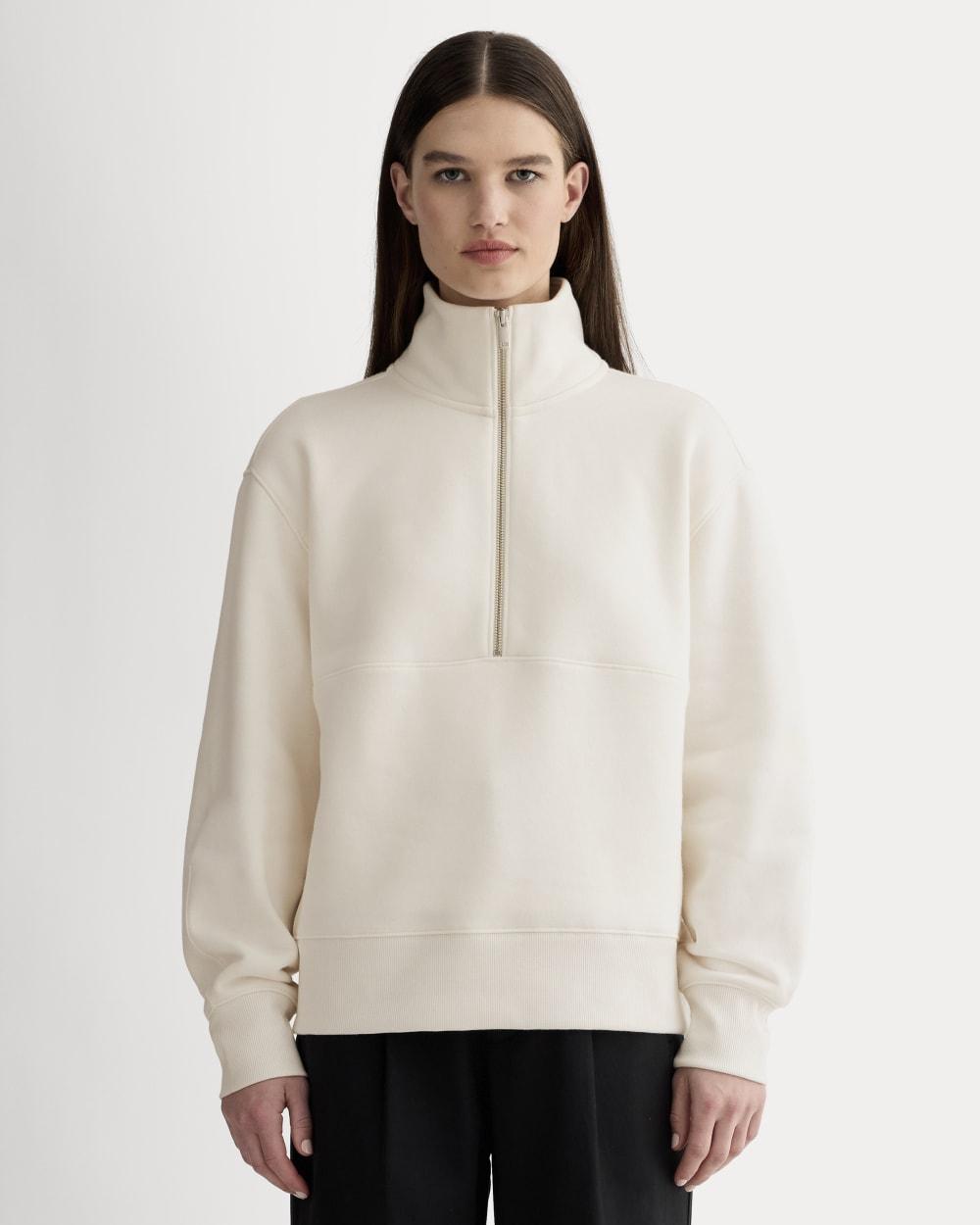 Luxe Fleece Half-Zip Sweatshirt | Bone by EVERLANE