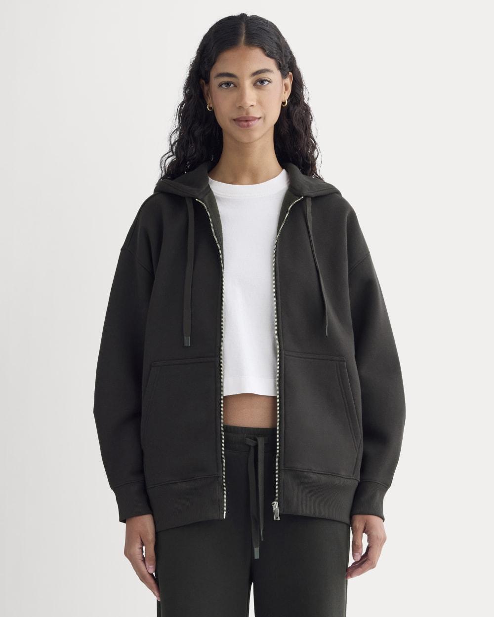 Luxe Fleece Oversized Full-Zip Hoodie | Black by EVERLANE
