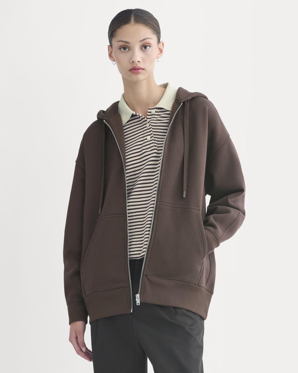 Luxe Fleece Oversized Full-Zip Hoodie | Dark Chocolate by EVERLANE