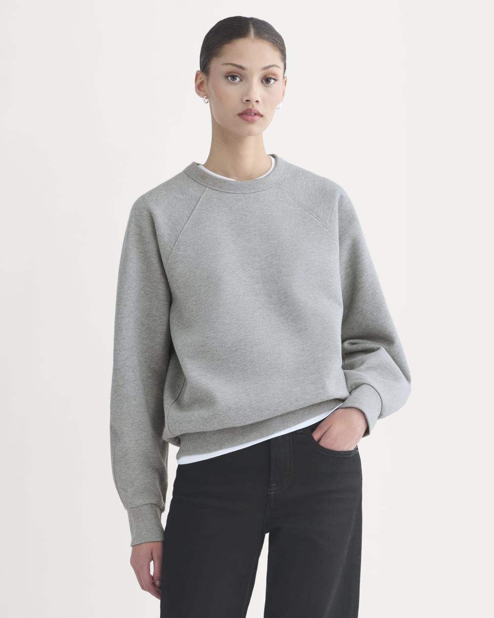 Luxe Fleece Raglan Crewneck | Vintage Heather Grey by EVERLANE