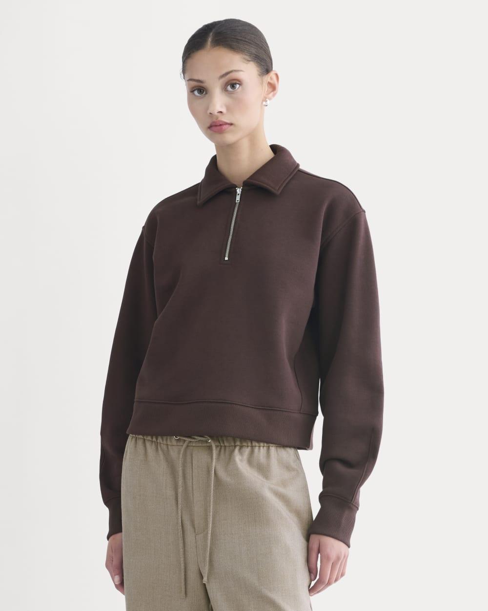 Luxe Fleece Zip Polo | Dark Chocolate by EVERLANE