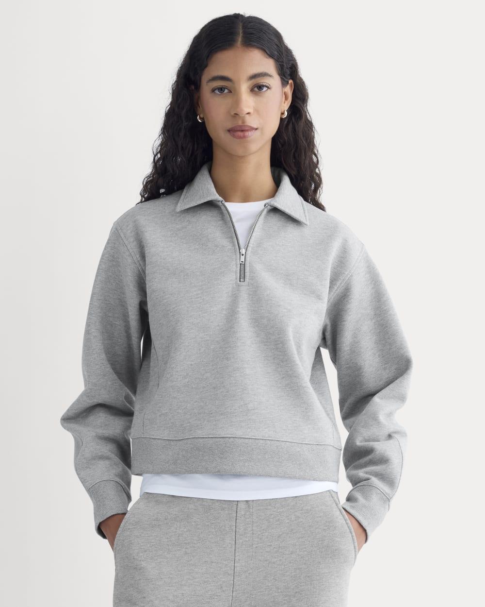 Luxe Fleece Zip Polo | Vintage Heather Grey by EVERLANE