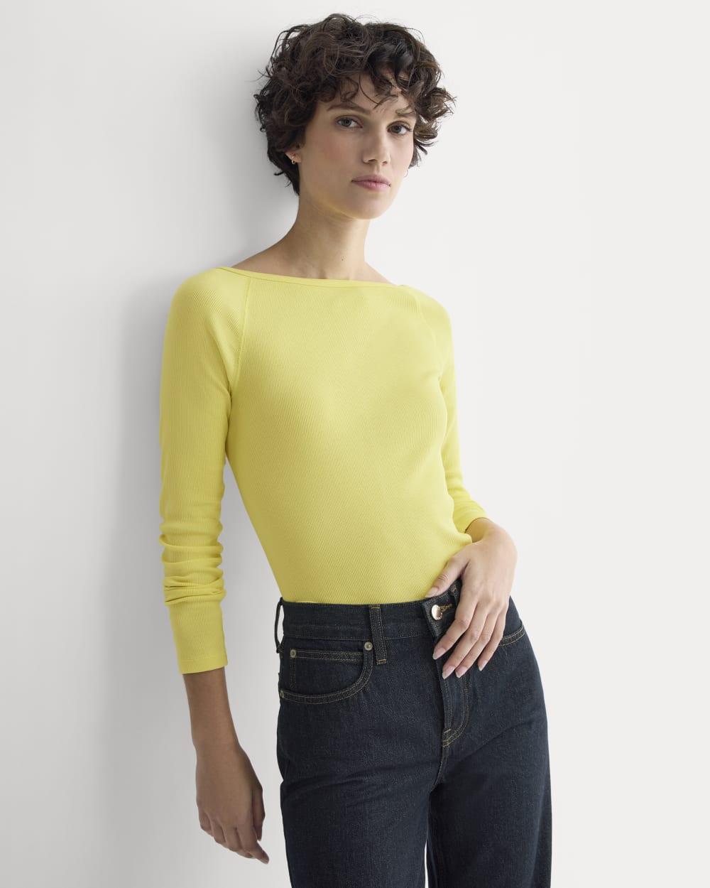 Luxe Rib Boatneck Top | Celandine by EVERLANE