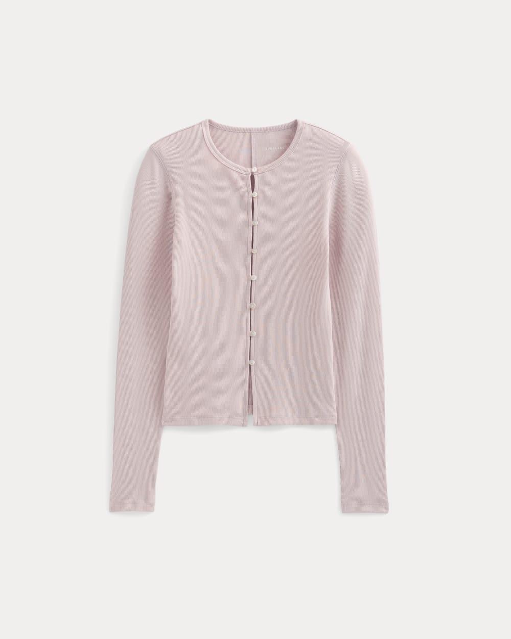 Luxe Rib Button-Up Top | Burnished Lilac by EVERLANE