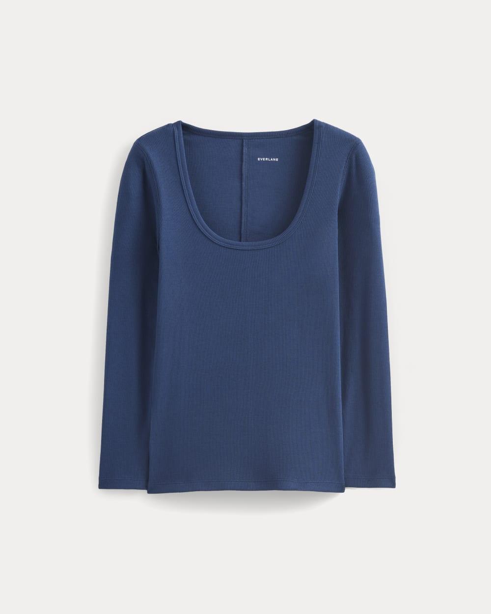 Luxe Rib Deep U-Neck Top | Estate Blue by EVERLANE