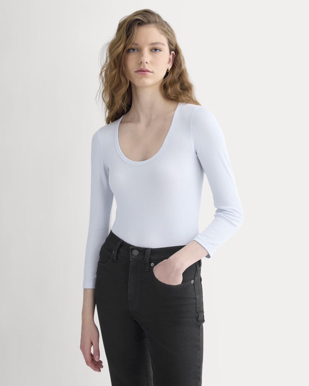 Luxe Rib Deep U-Neck Top | Skywriting by EVERLANE