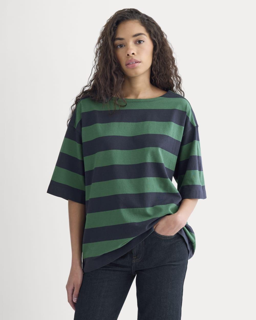 Mariner Tee | Navy/Hunter Green by EVERLANE