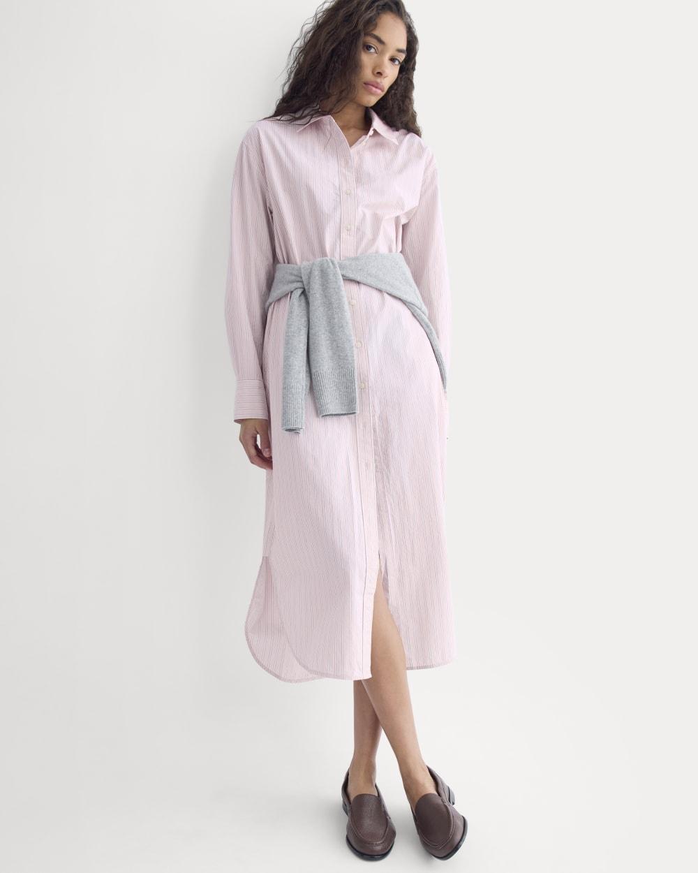 Midi Shirtdress in Ultrasoft Cotton | Burnished Lilac/Gardenia by EVERLANE