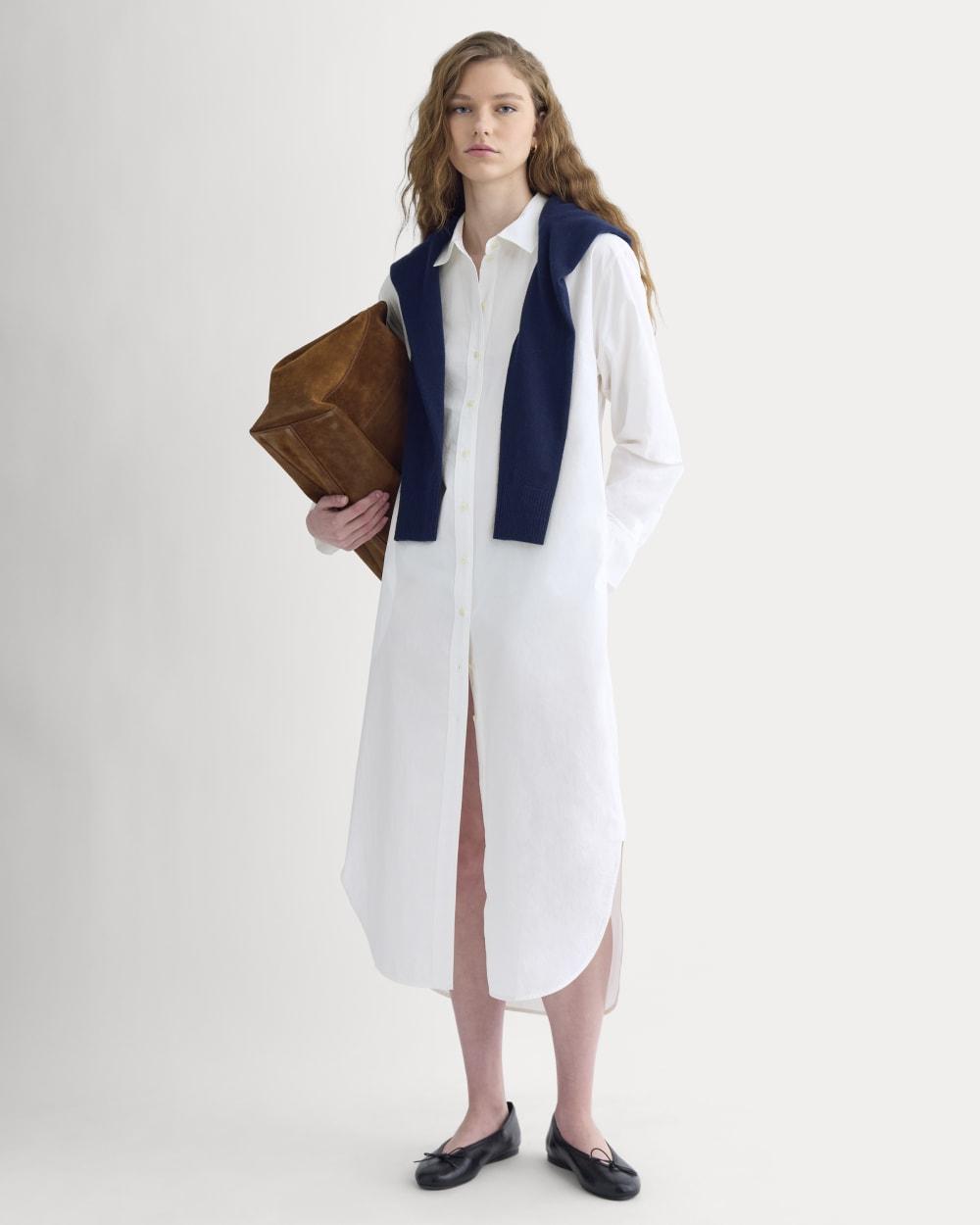 Midi Shirtdress in Ultrasoft Cotton | White by EVERLANE