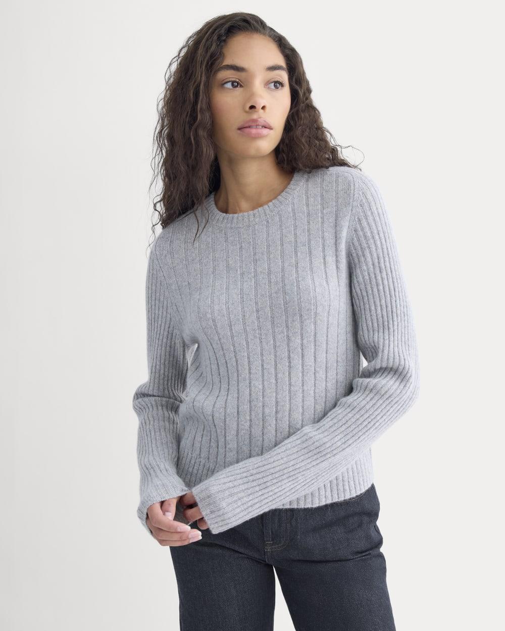 Mix Ribbed Crew in Cashmere | Light Heather Grey by EVERLANE