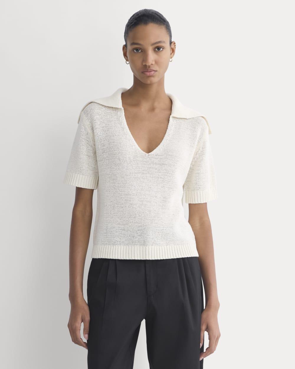 Open Collar Polo | Bone by EVERLANE