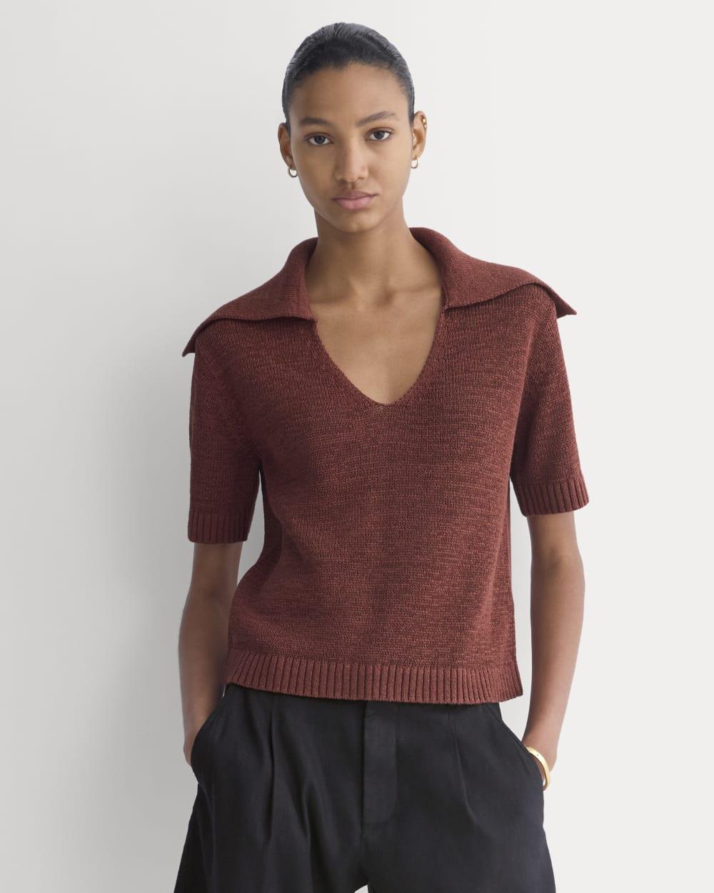 Open Collar Polo | Henna Red by EVERLANE