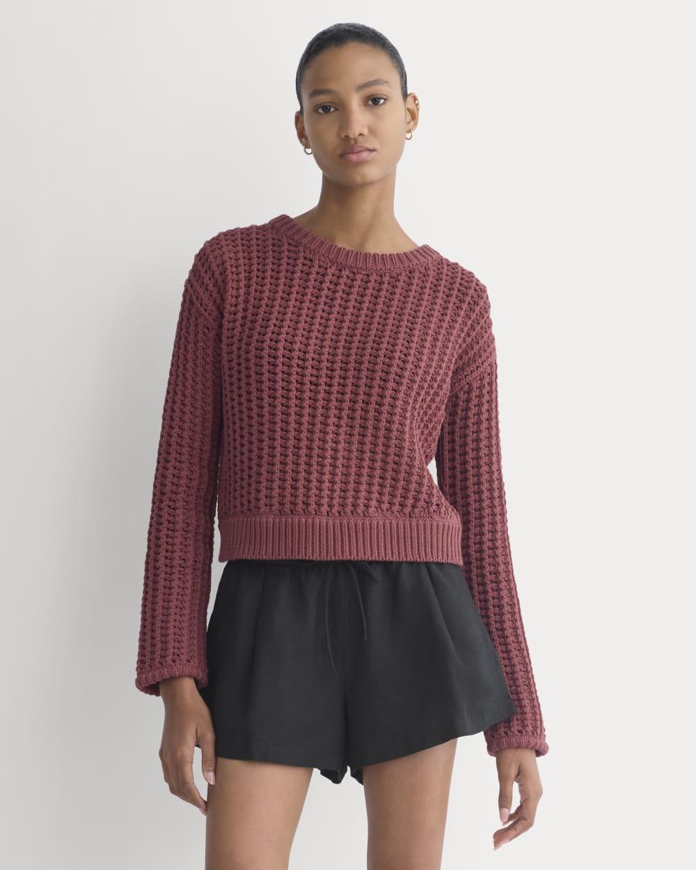 Open-Knit Crew in Elevated Cotton | Henna Red by EVERLANE